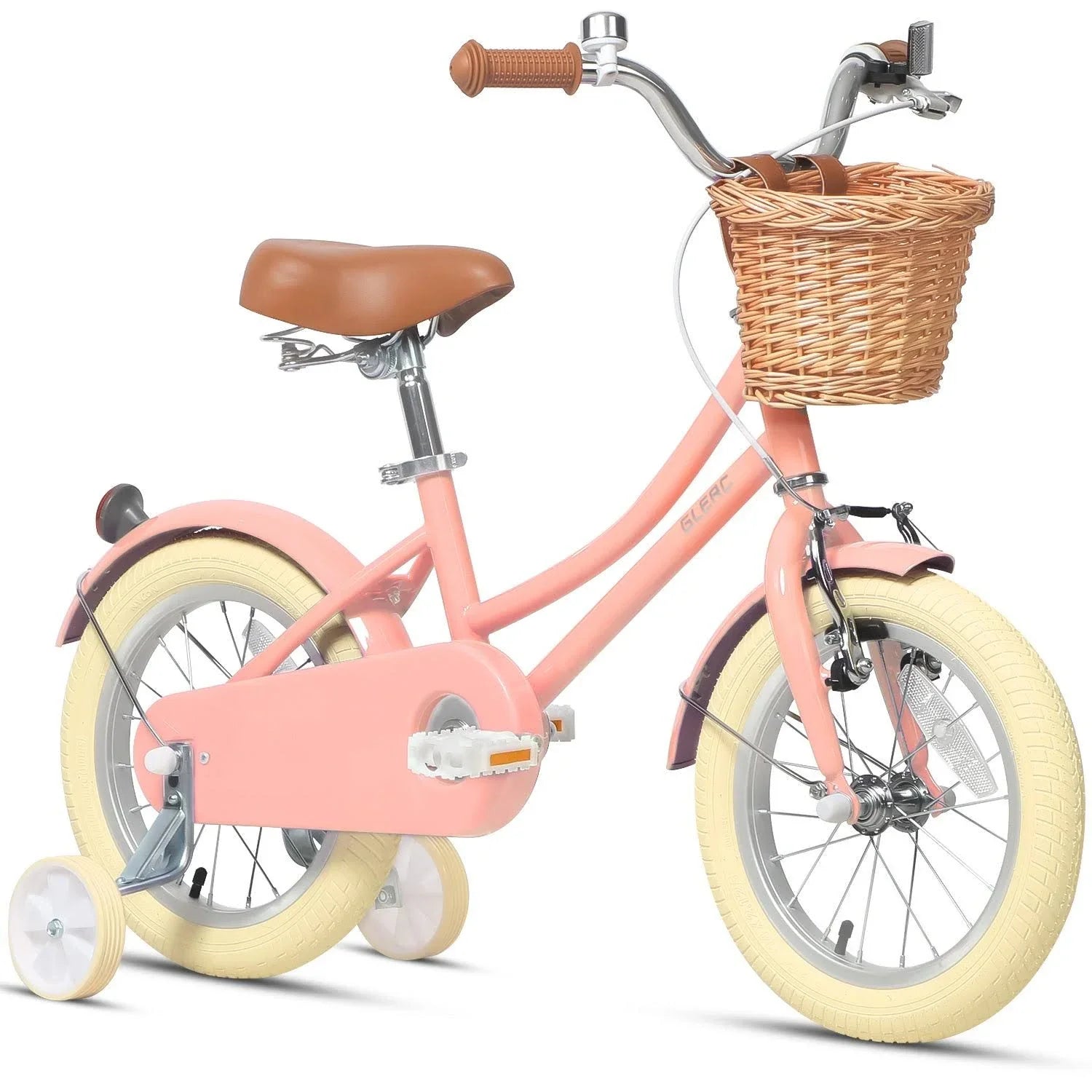 Glerc Little Molly 12 inch Kids Girls Bike for1 2-5 Years Old Child and Toddler, Peach, Size: 12 inch with Training Wheels, Orange - MadeInUSA
