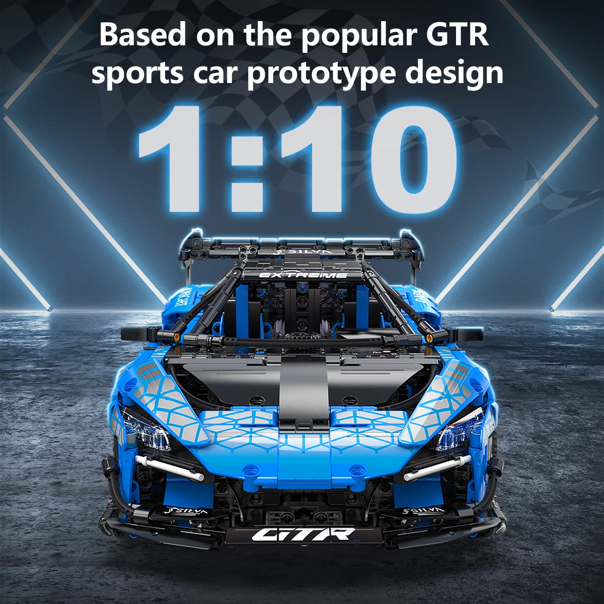 CaDA® Speed Series Model Car Building Set C63003W Blue Knight (2088 Pieces) Can Be Converted into a RC Car for Kids - MadeInUSA