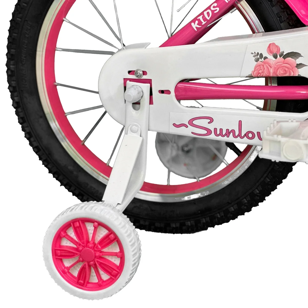SUNLOVERR Pink Dreams Girls Bike for Toddlers and Kids Ages 4-6 Years Old, 14 Inch Kids Bike with Training Wheels & Basket - MadeInUSA
