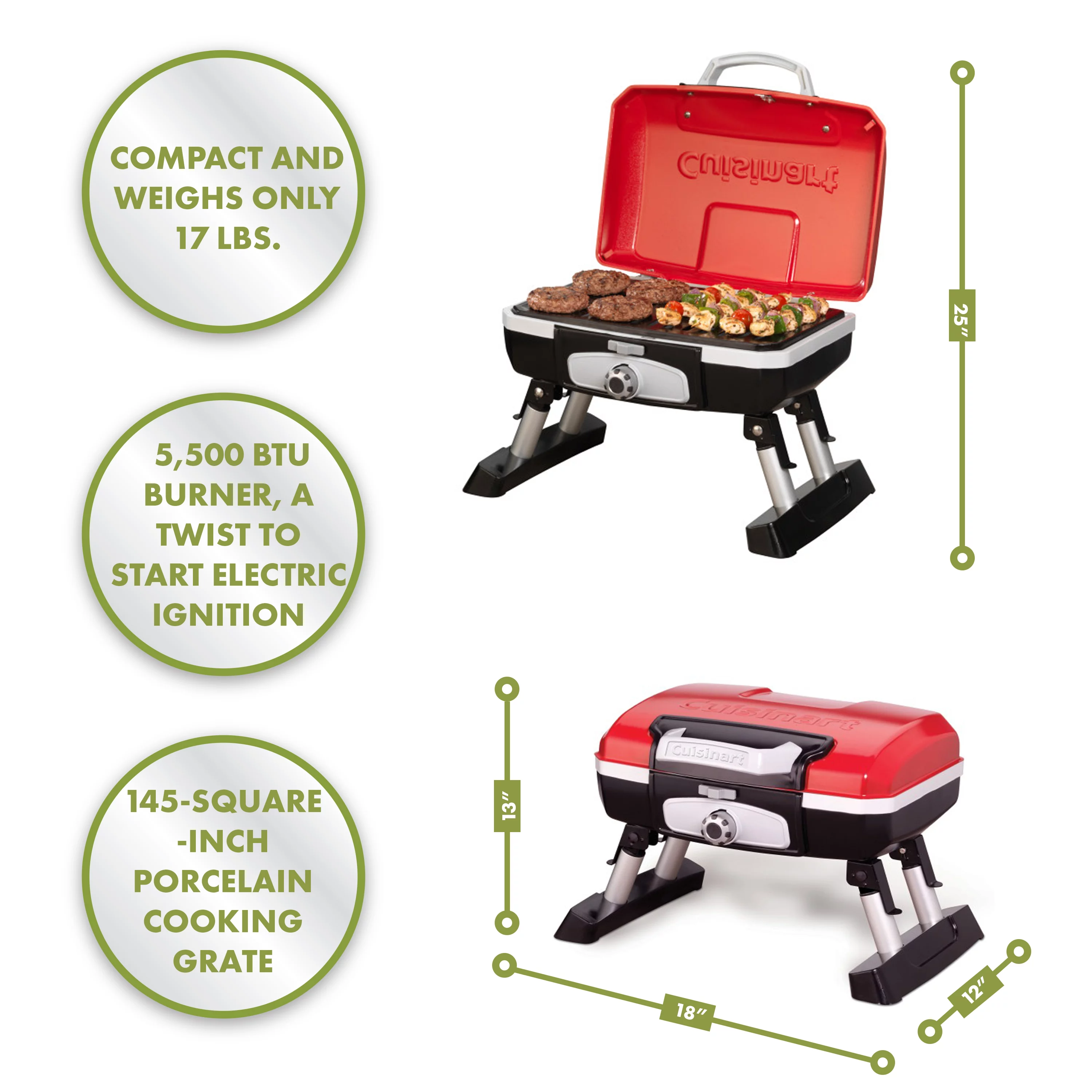 Cuisinart Petite Gourmet Portable Tabletop Gas Grill - MadeInUSA