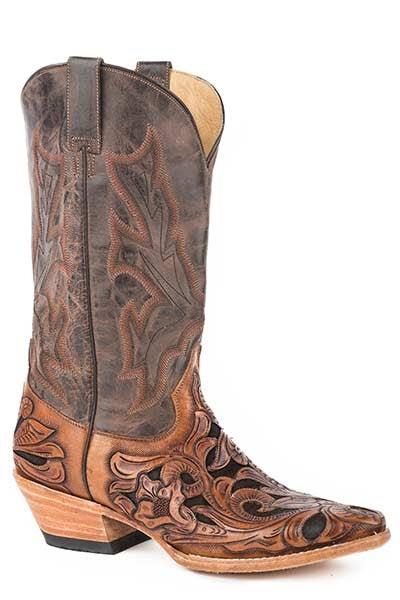 Stetson Mens Handtooled Wicks Cowboy Boots