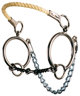 Reinsman Stage E Combo Rope Nose Hackamore 3-Piece Twist Wire Bone Snaffle