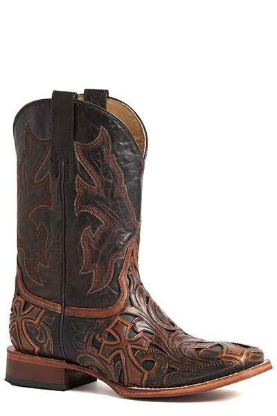 Stetson Mens Handtooled Crosses Square Toe Boots