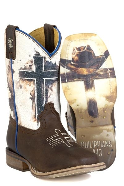 Tin Haul Big Kids Church Cross Square Toe Bootss