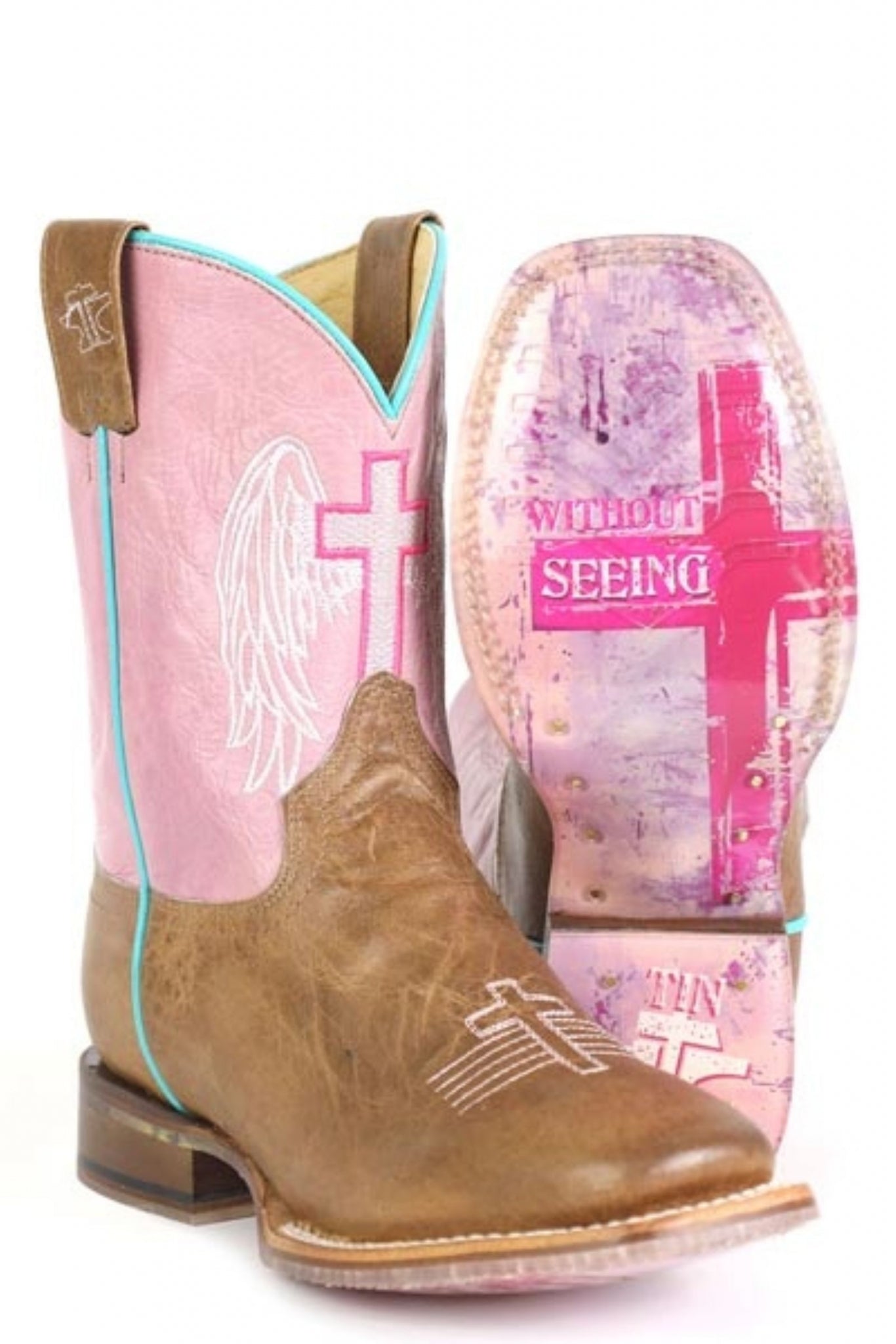 Tin Haul Little Kids Angel Wings Square Toe Boots