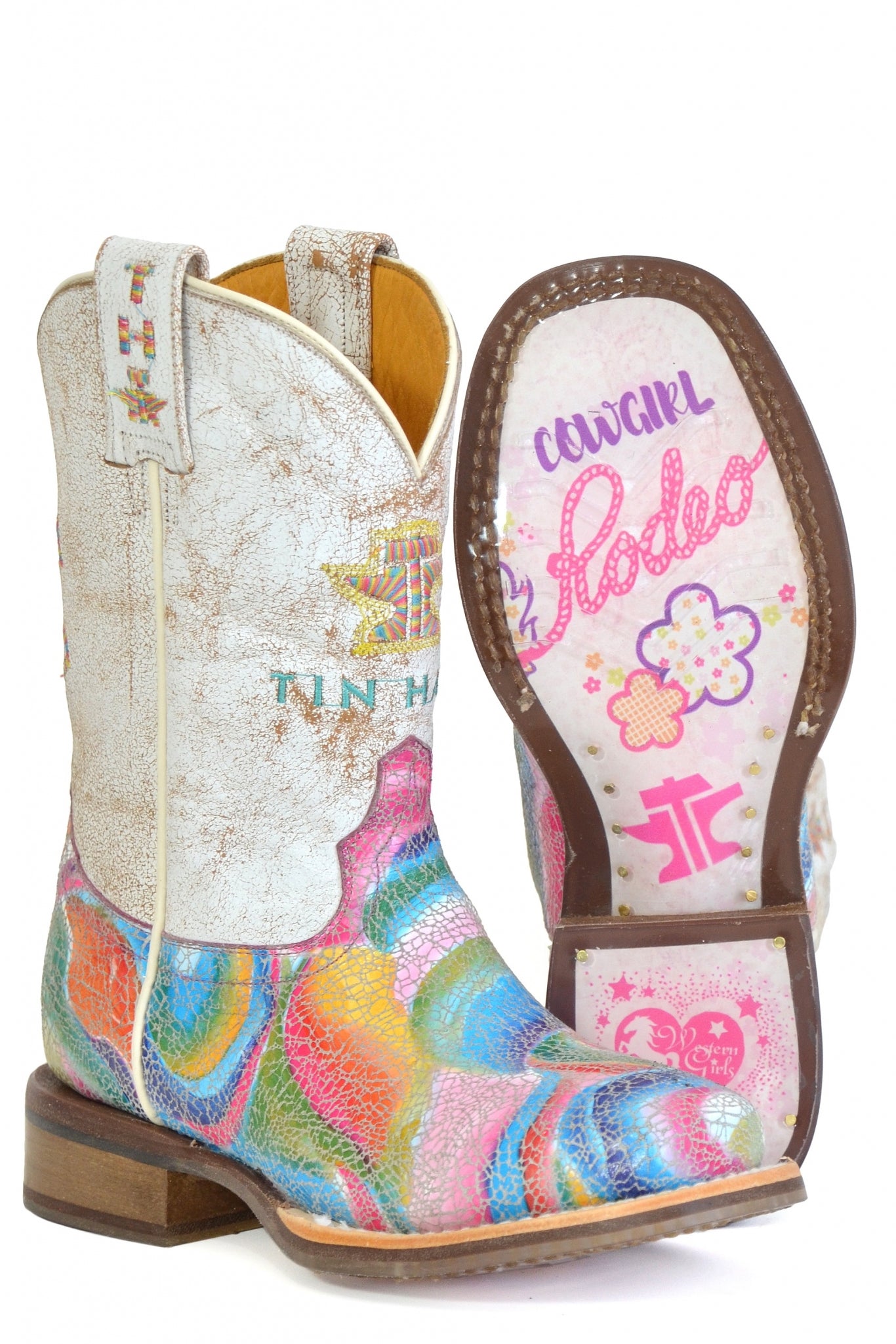 Tin Haul Little Kids Color Burst Square Toe Boots