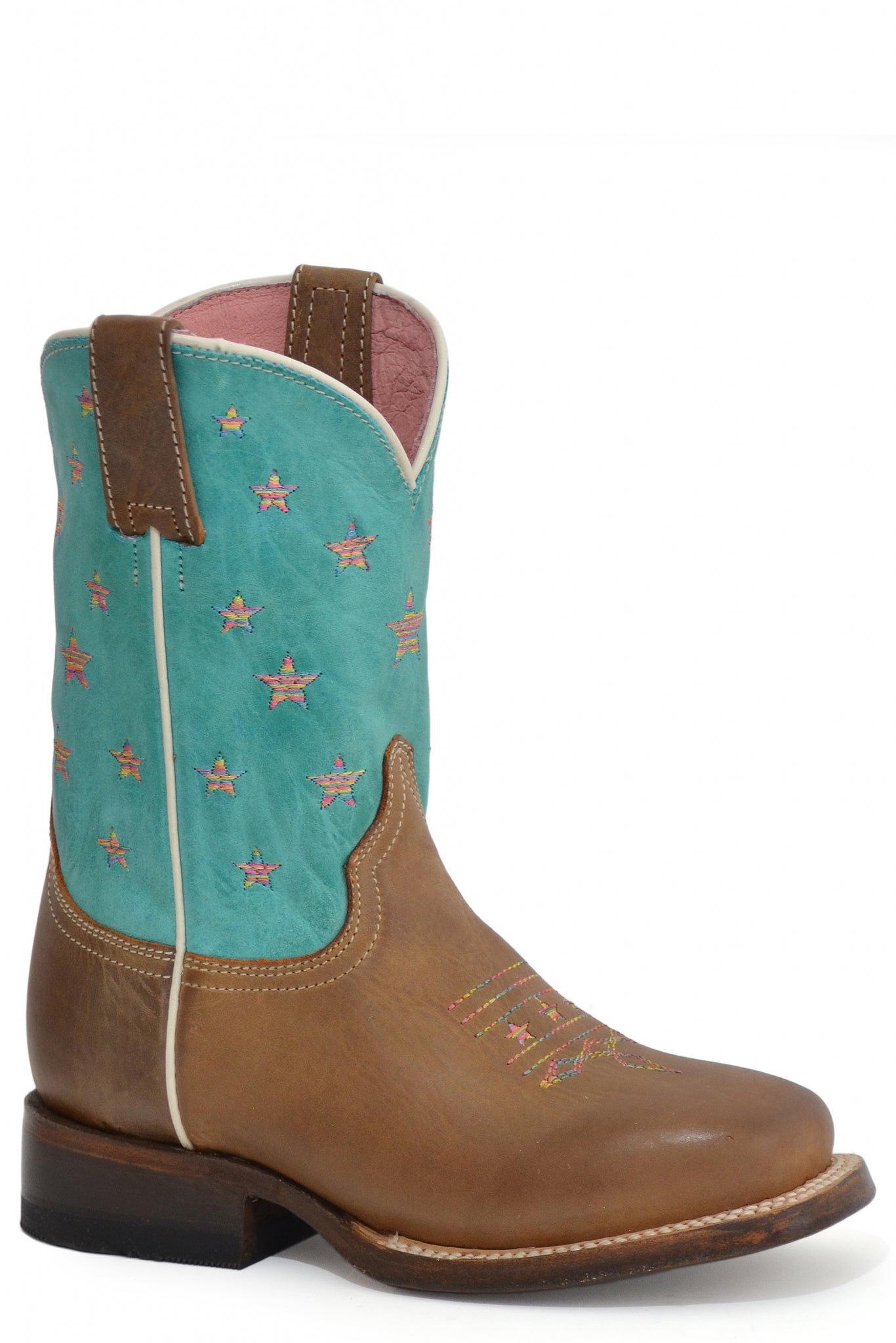Roper Kids Embroidered Stars Leather Boots