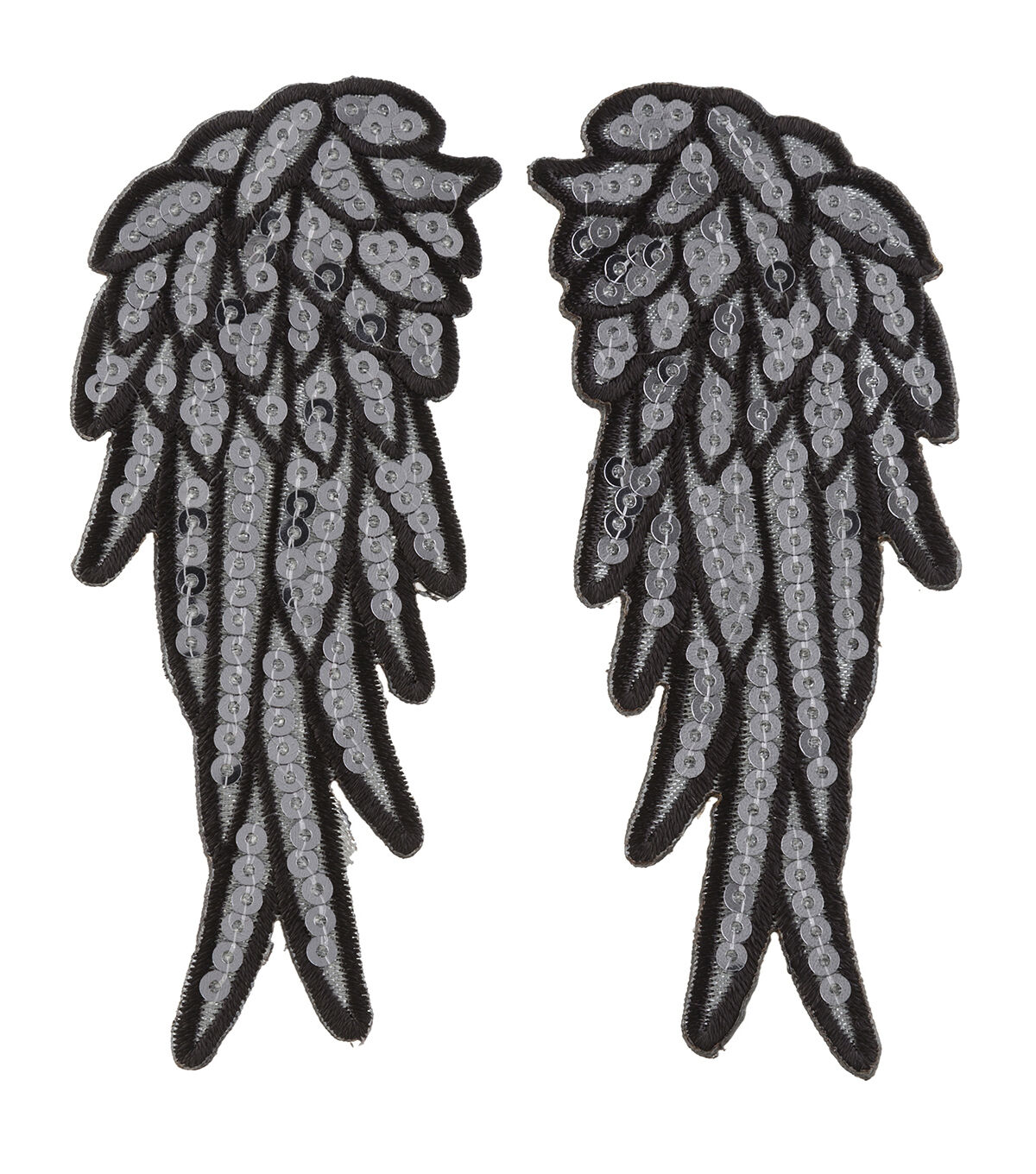 Simplicity 4 Silver Sequin Angel Wing Iron On Patches 2pk