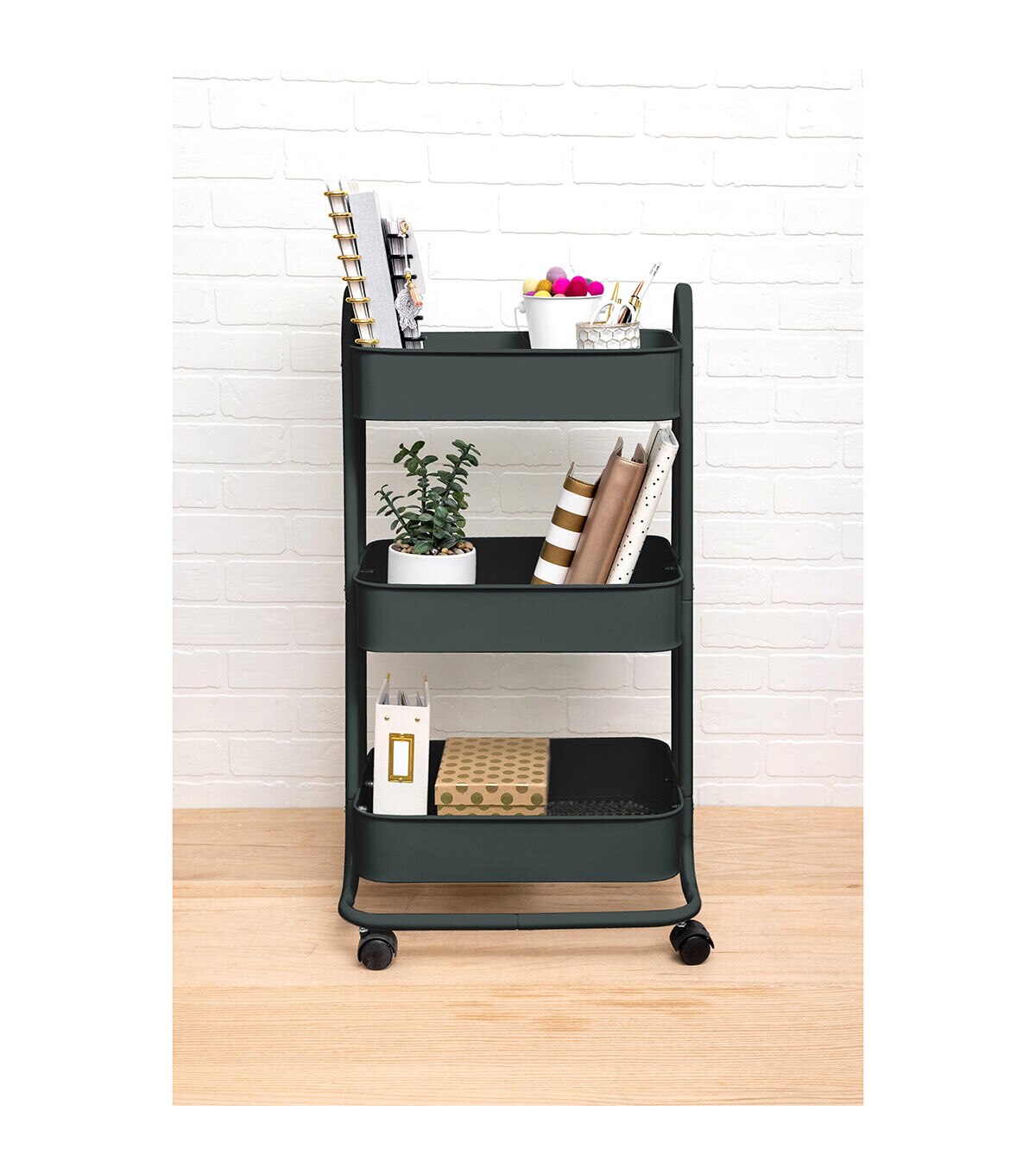 17 Rolling 3 Tier Metal Storage Cart by Top Notch