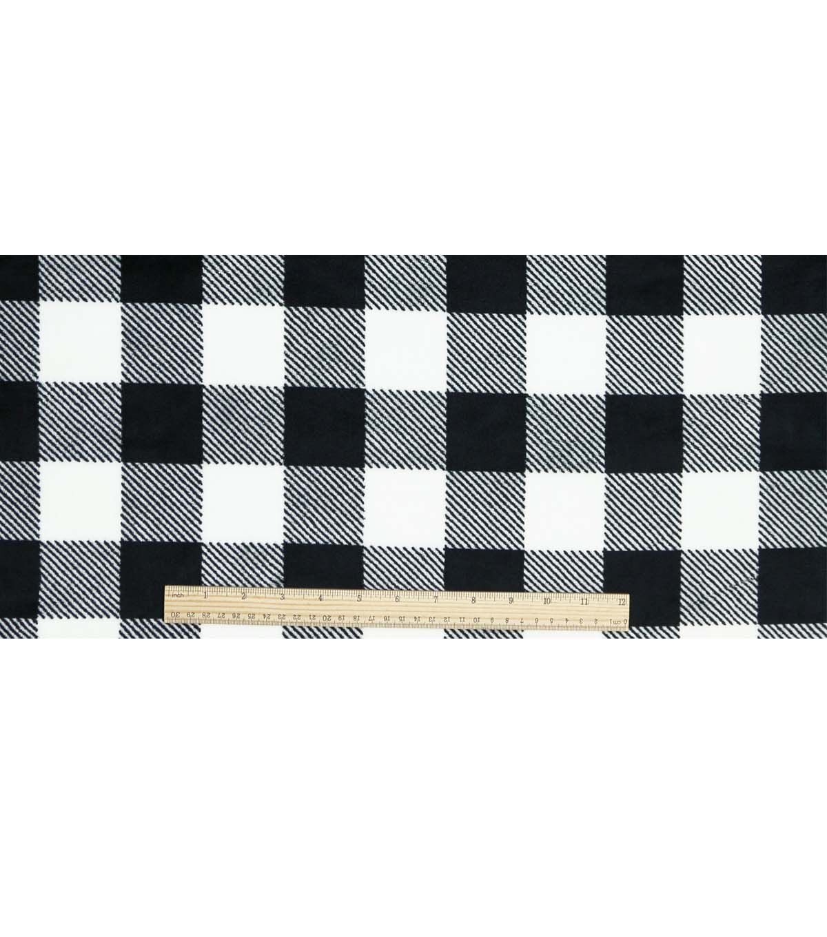 Black & White Buffalo Plaid Sew Lush Fleece Fabric