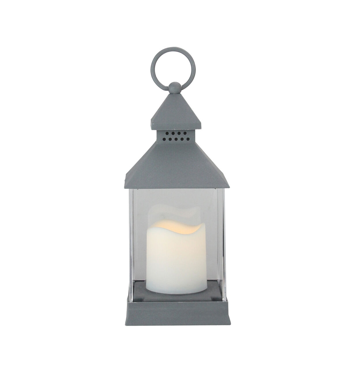 Northlight 9.5 Gray Candle Lantern with Flameless LED Candle