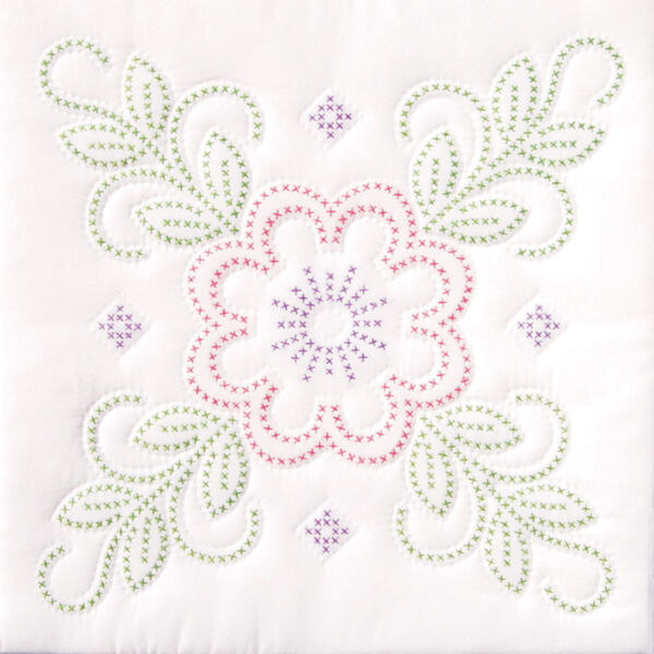 Jack Dempsey 18 Floral Design Stamped Quilt Blocks 6pk