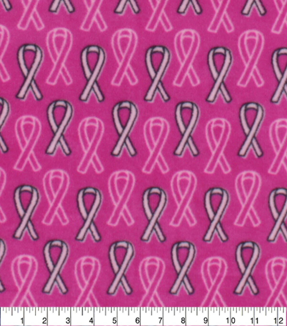 Breast Cancer Awareness Ribbons on Pink Anti Pill Fleece Fabric