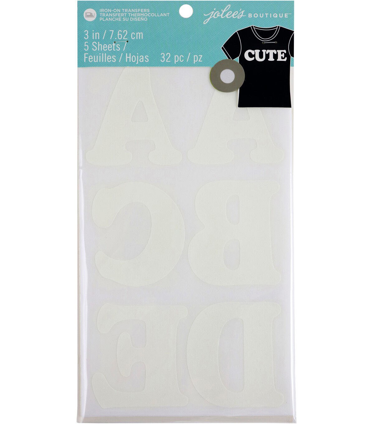 Jolee's Boutique 3 White Iron On Transfer Letters 32ct