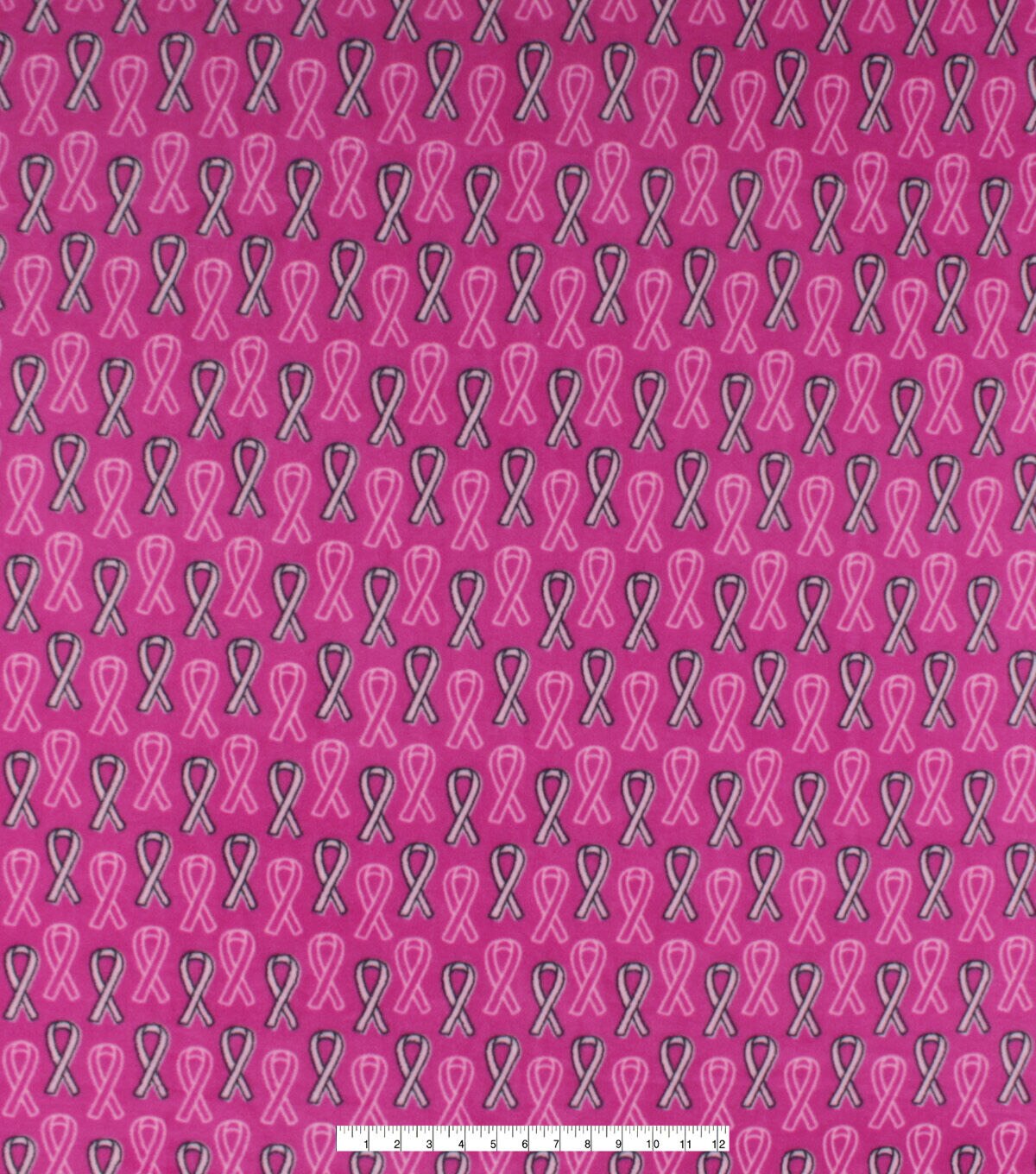 Breast Cancer Awareness Ribbons on Pink Anti Pill Fleece Fabric