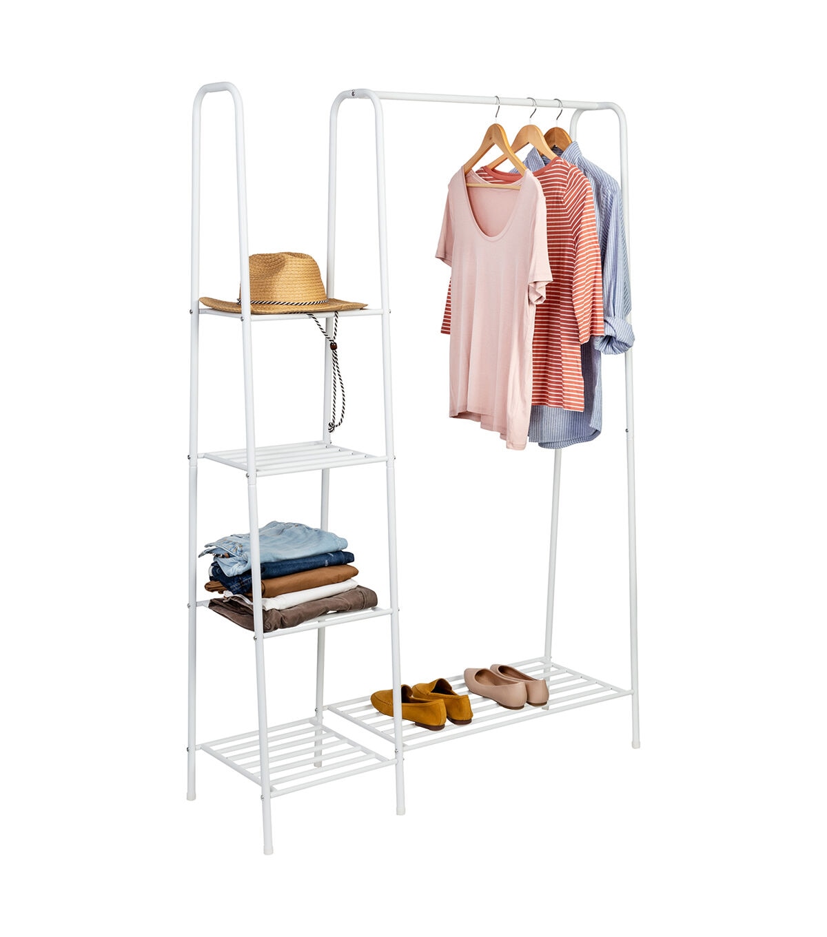 Honey Can Do 45 x 66 Matte White Metal Freestanding Open Closet