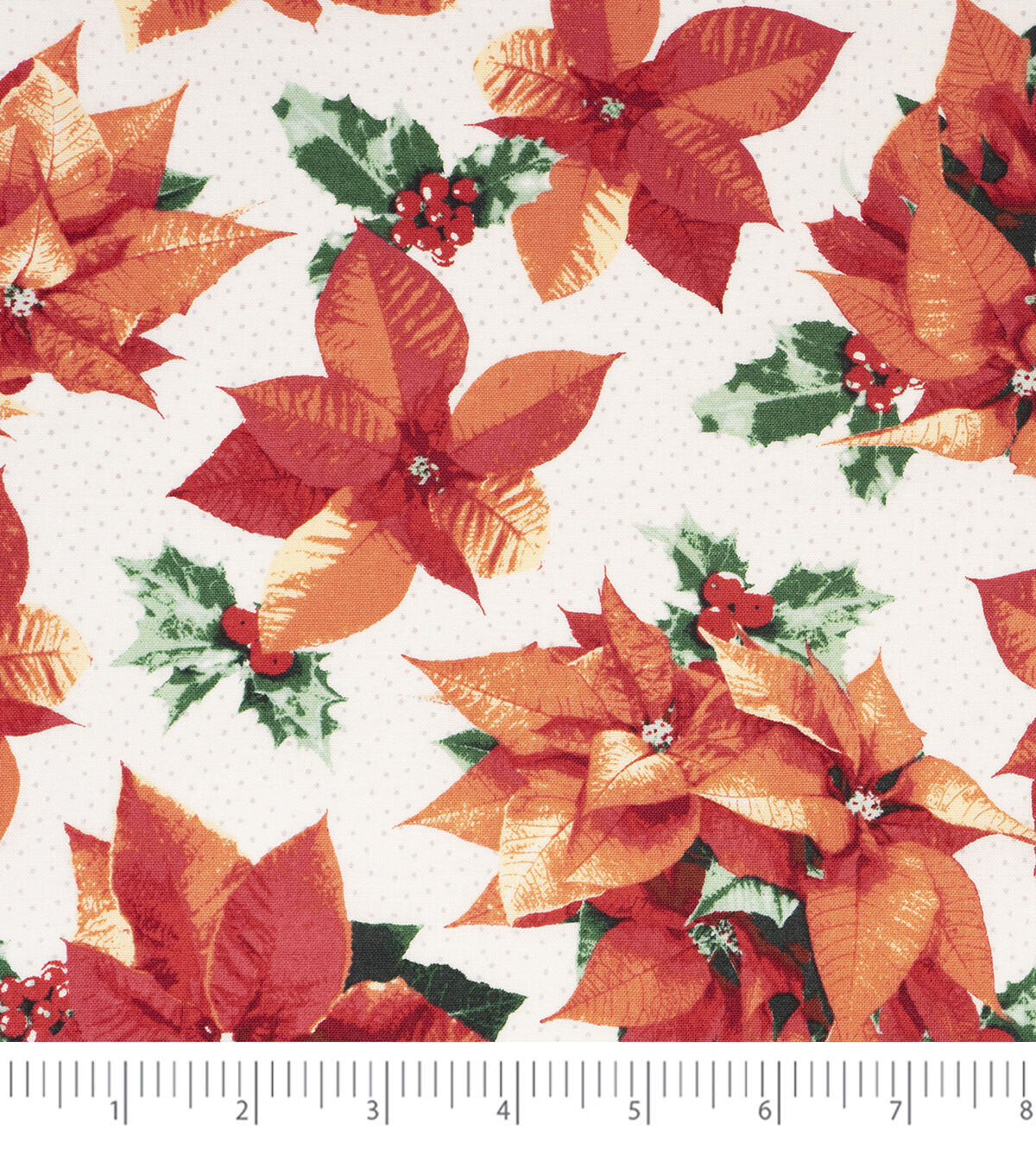 Singer 18 x 21 Poinsettias Christmas Cotton Fabric Quarters 5ct