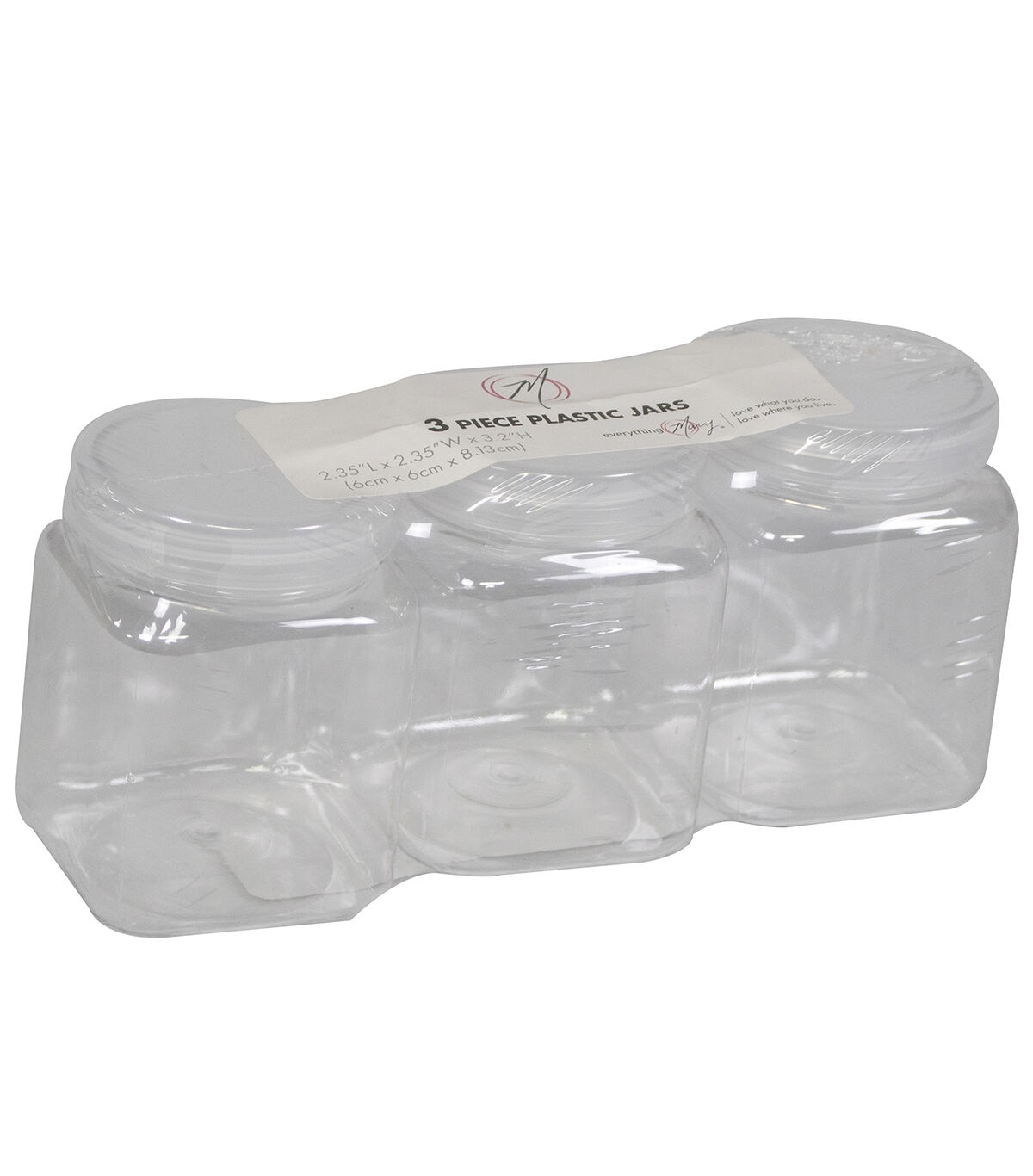 Everything Mary 2 x 3 Clear Plastic Jars With Lids 3pk