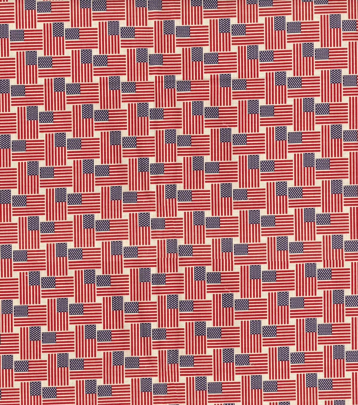 Fabric Traditions Basketweave Flags Patriotic Cotton Fabric