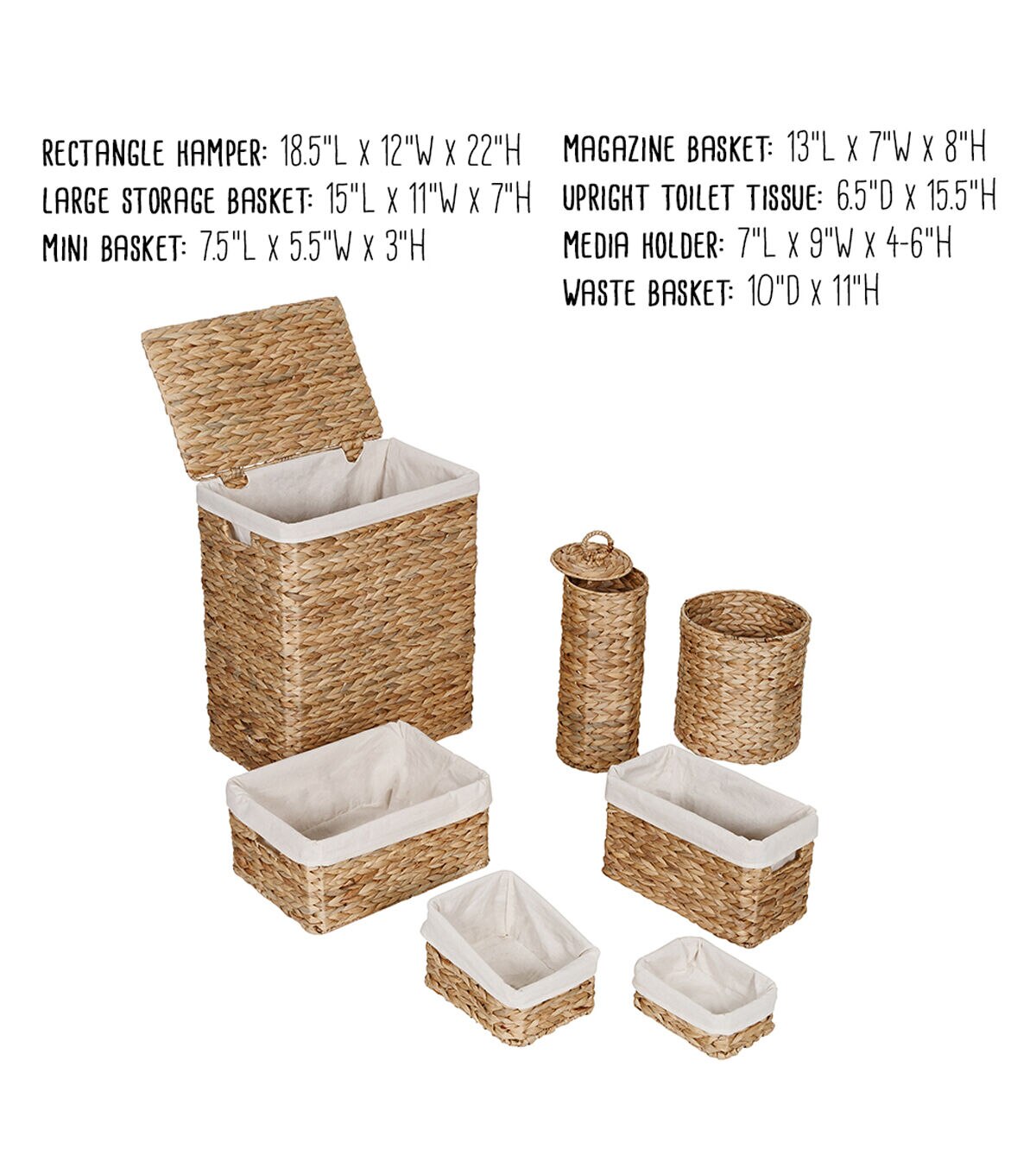 Honey Can Do 18.5 x 22 Natural Water Hyacinth Storage Baskets 7ct