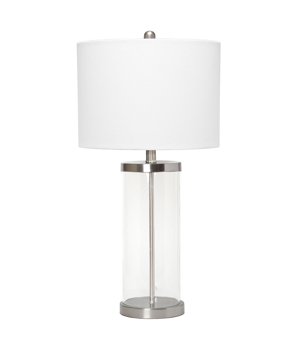 All The Rages S28 ilver Entrapped Glass Table Lamp With Fabric Shade