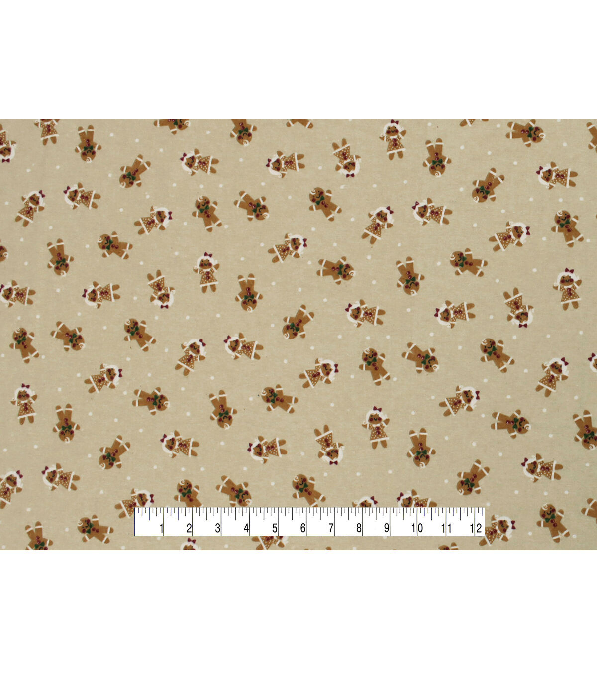 Gingerbread Men & Dots Super Snuggle Christmas Flannel Fabric