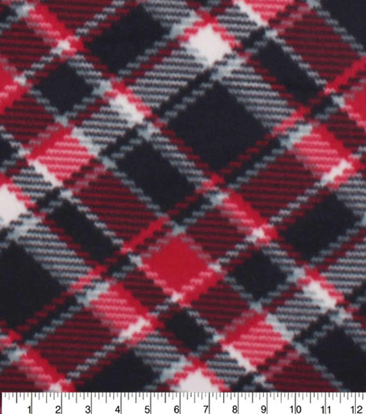 Black Red Bias Plaid Blizzard Fleece Fabric
