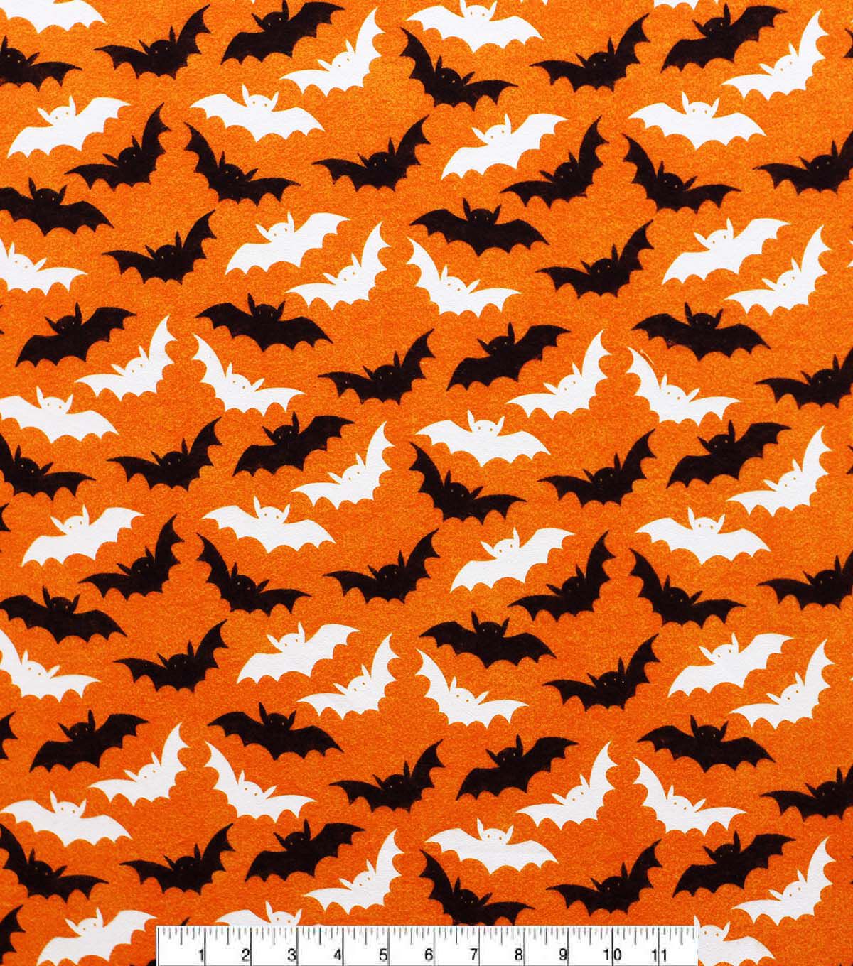 Bats On Orange Glow in The Dark Super Snuggle Flannel Fabric