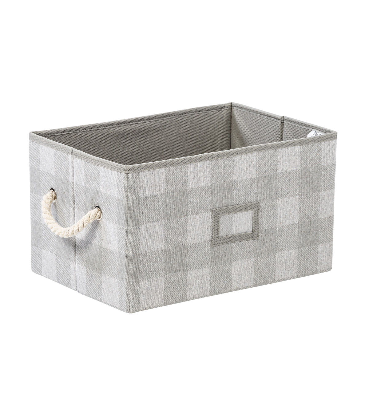 Honey Can Do 14.5 Gray Plaid Fabric Storage Bins With Handles 3pk