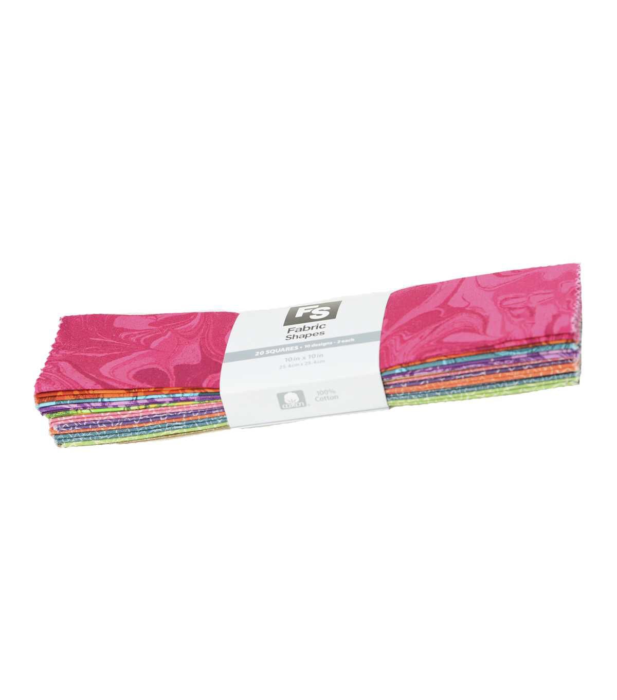 10 Multicolor Oil Crackled Cotton Fabric Shapes 20ct by Keepsake Calico