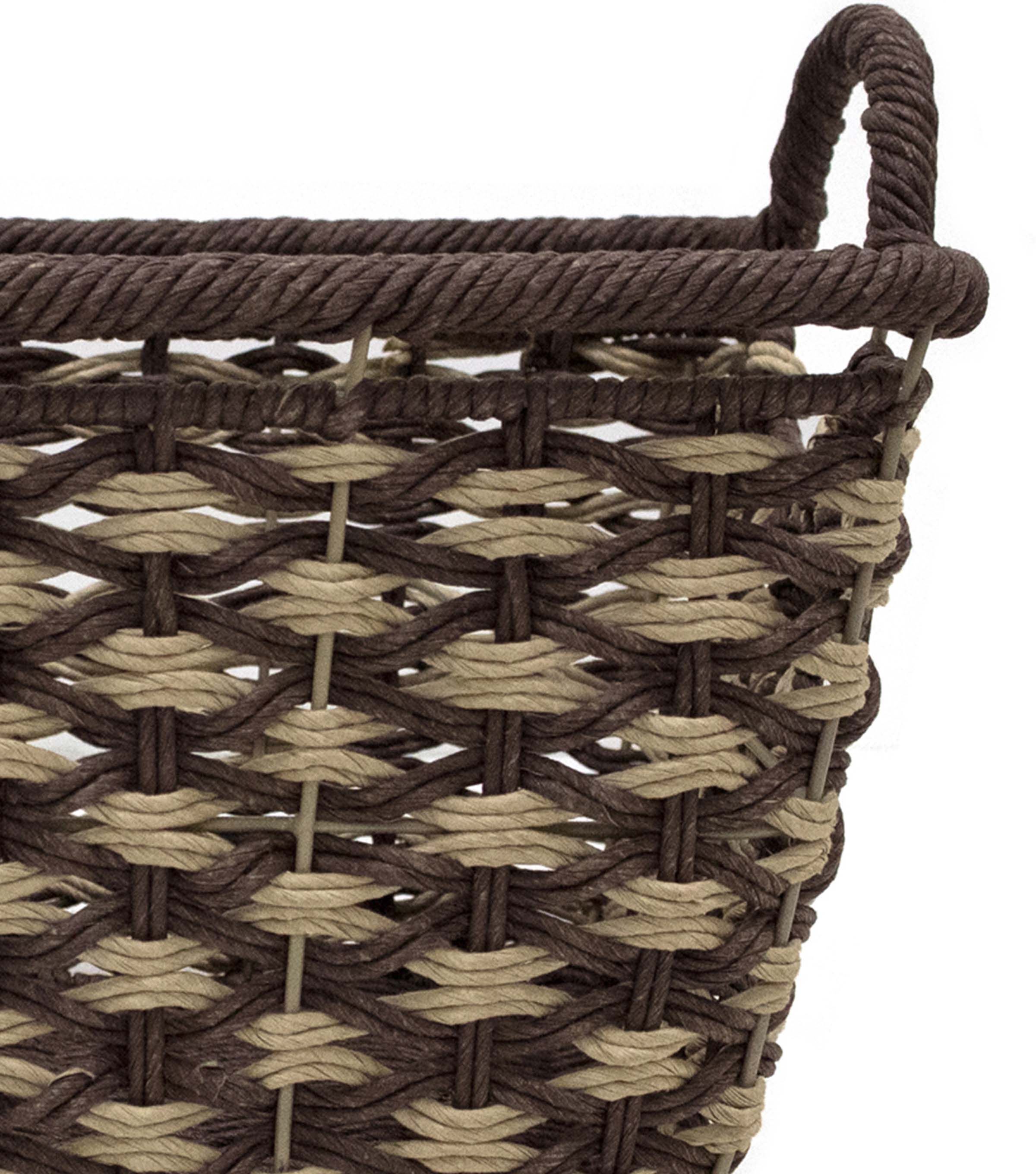 16.5 x 11 Dark Brown Woven Basket With Handles by Place & Time