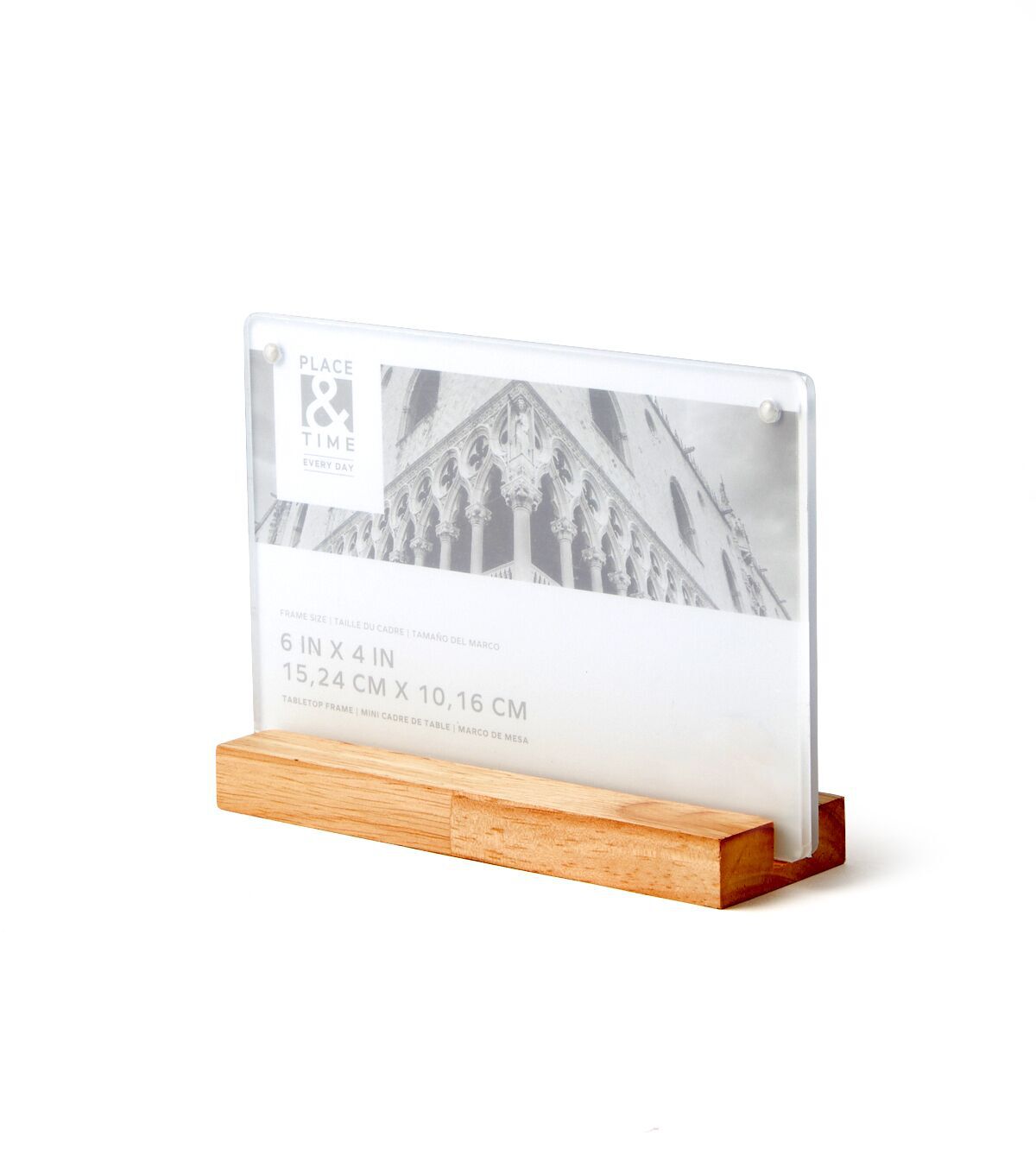 6 x 4 Acrylic Tabletop Picture Frame With Wood Base by Place & Time