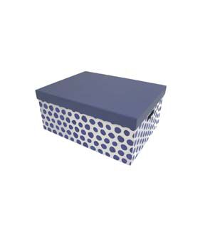 15 Blue Dots Rectangle Box With Cut Out Handles by Place & Time