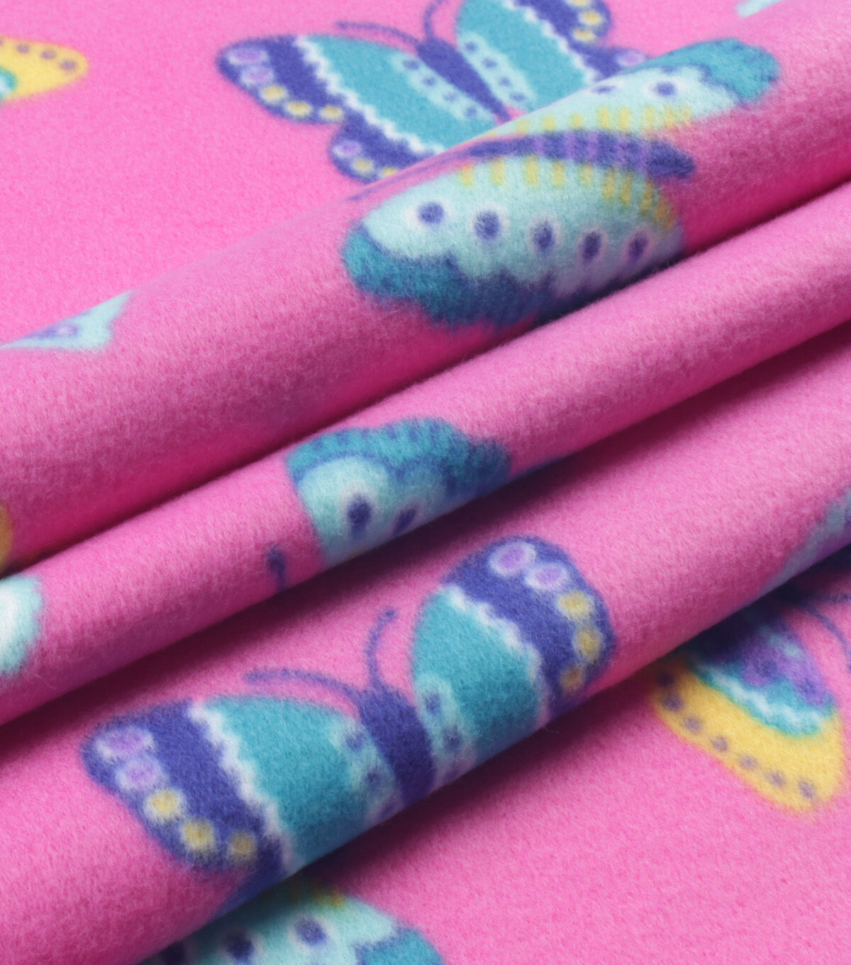 Butterfly on Pink Blizzard Fleece Fabric
