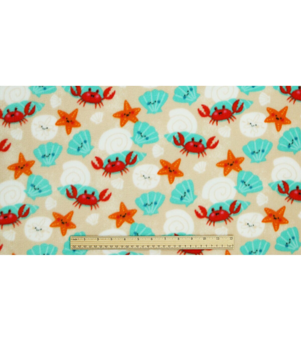 Seashells on Light Brown Anti Pill Plush Fleece by POP!