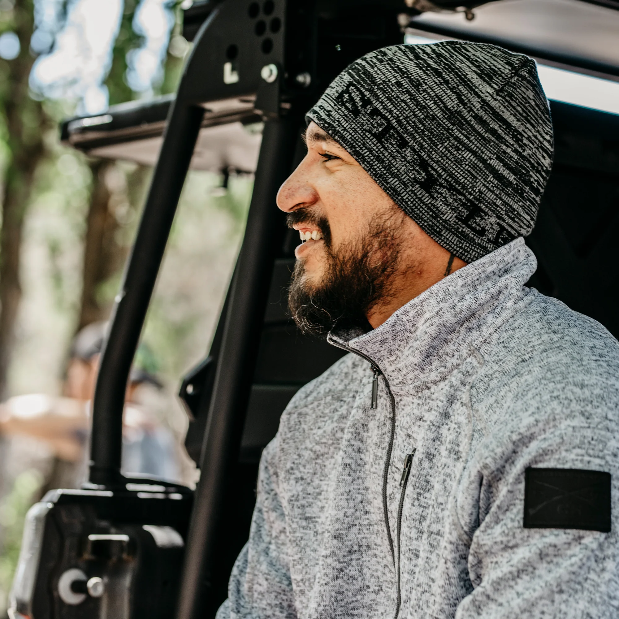 Reversible Skull Cap Beanie - Black and Grey