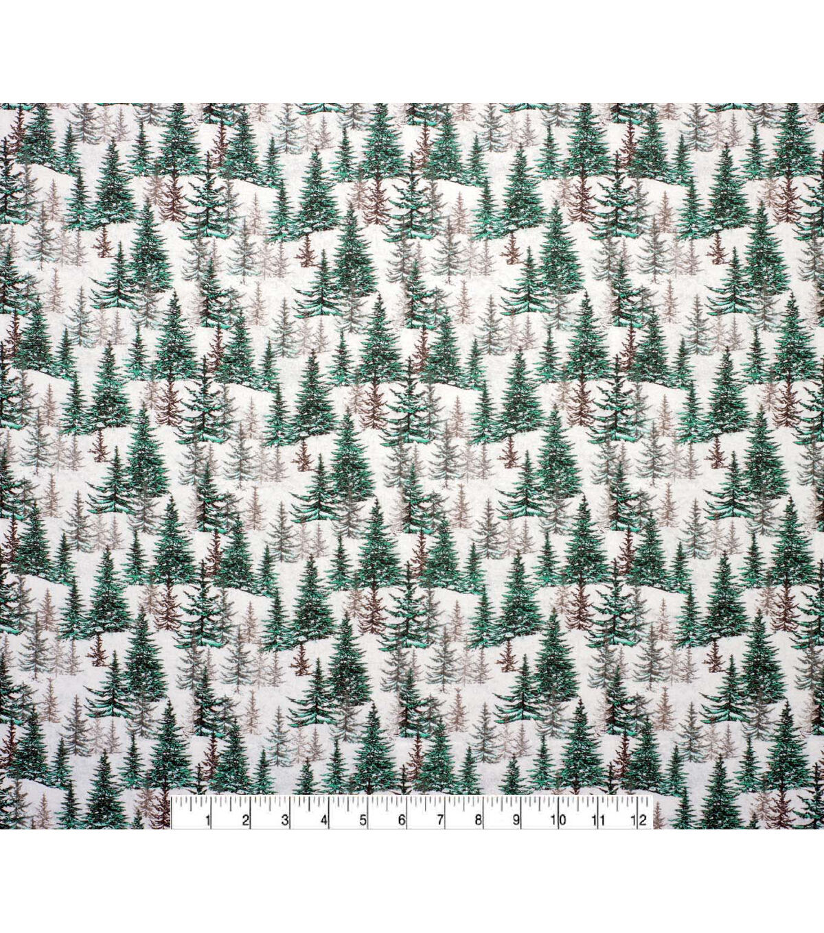 Evergreens on White Super Snuggle Christmas Flannel Fabric