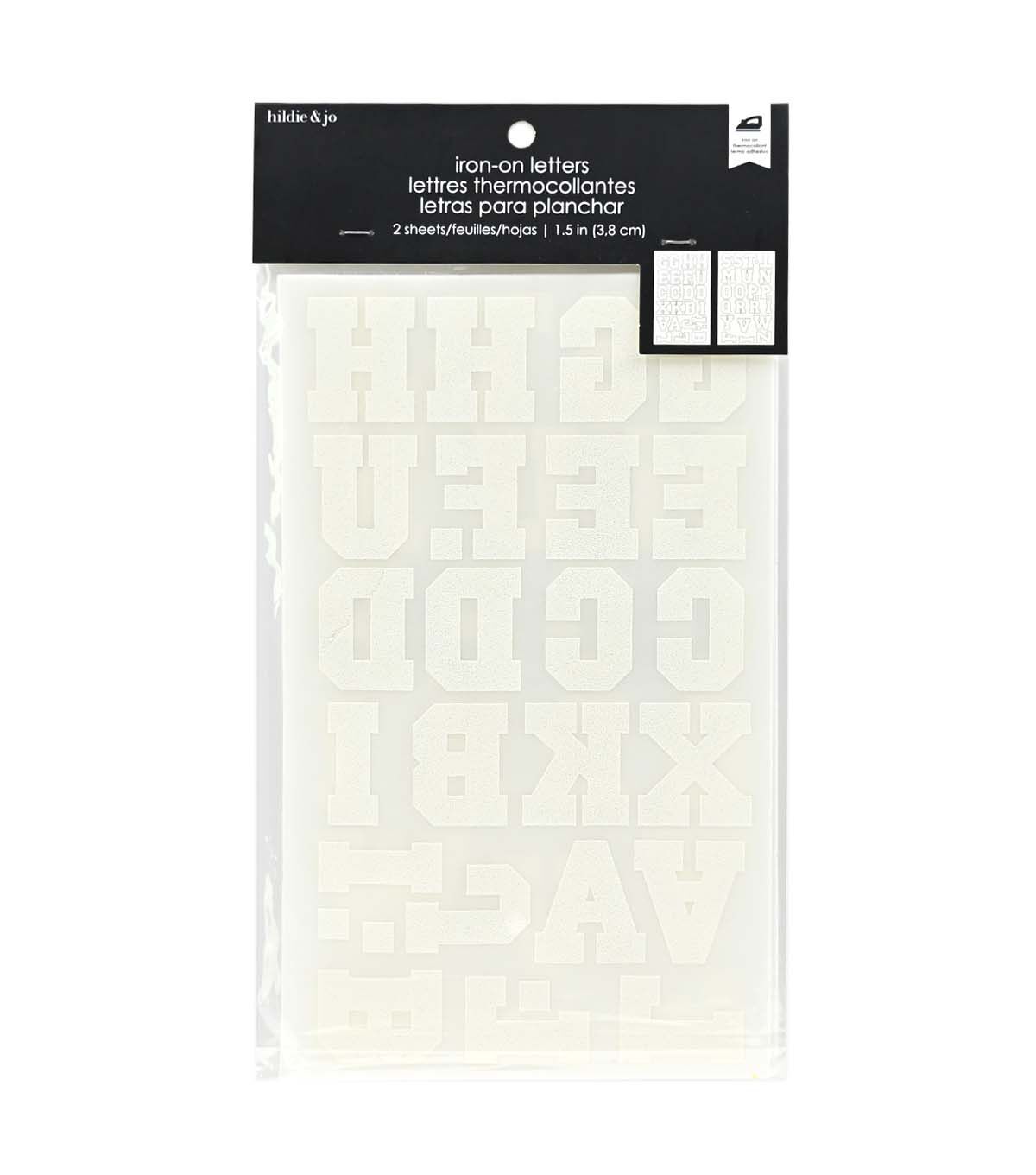 1.5 Athletic White Iron On Letters 2 Sheets by hildie & jo