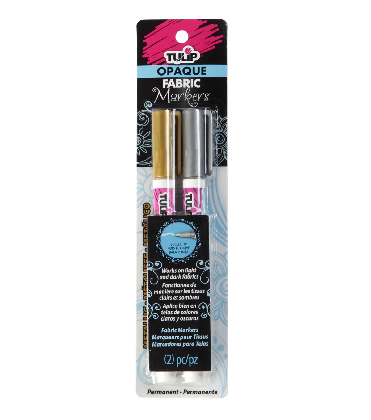 Tulip 2 Pack Opaque Fabric Markers Metallic