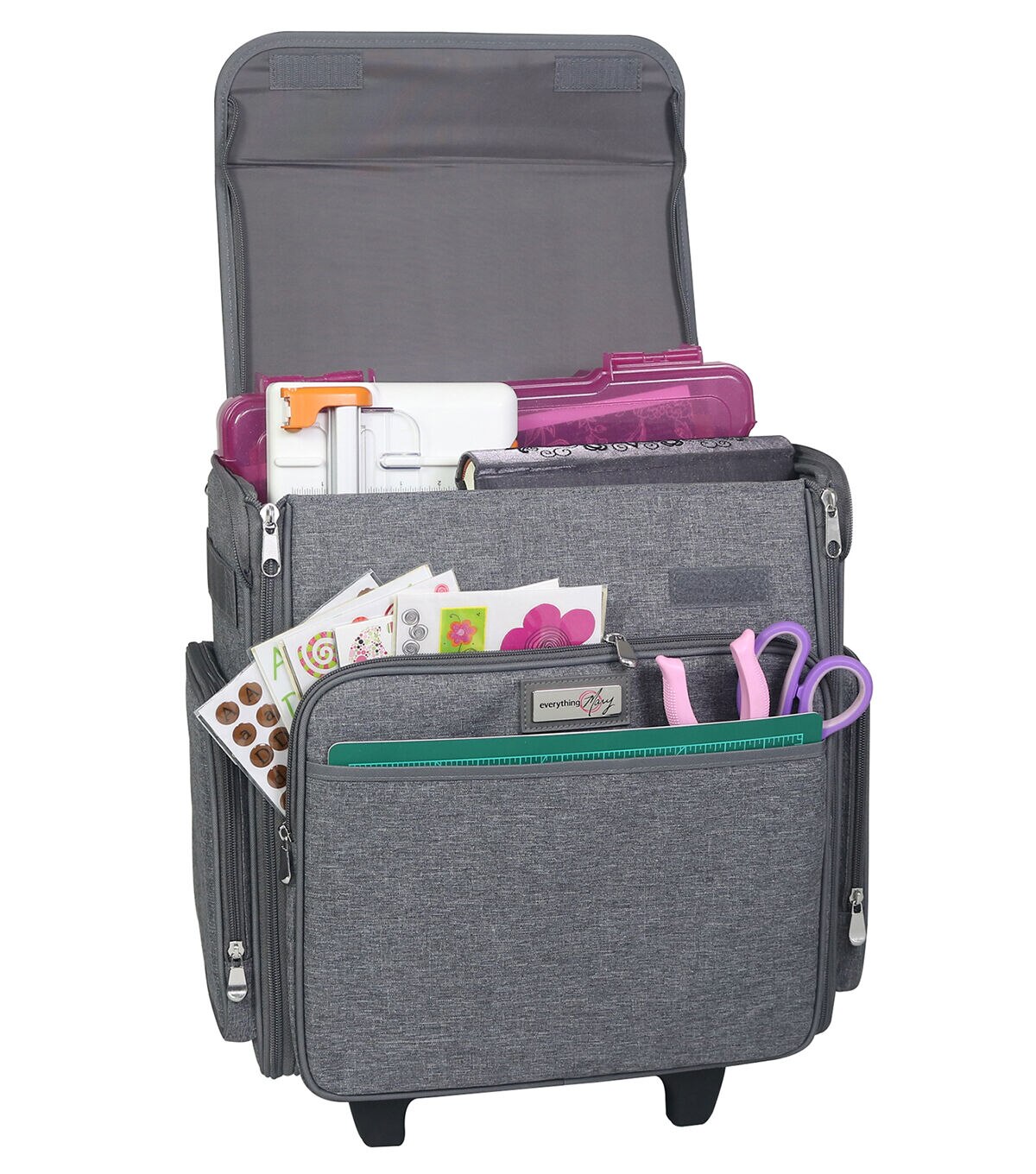 Everything Mary 15.5 Heather Gray Collapsible Rolling Craft Bag