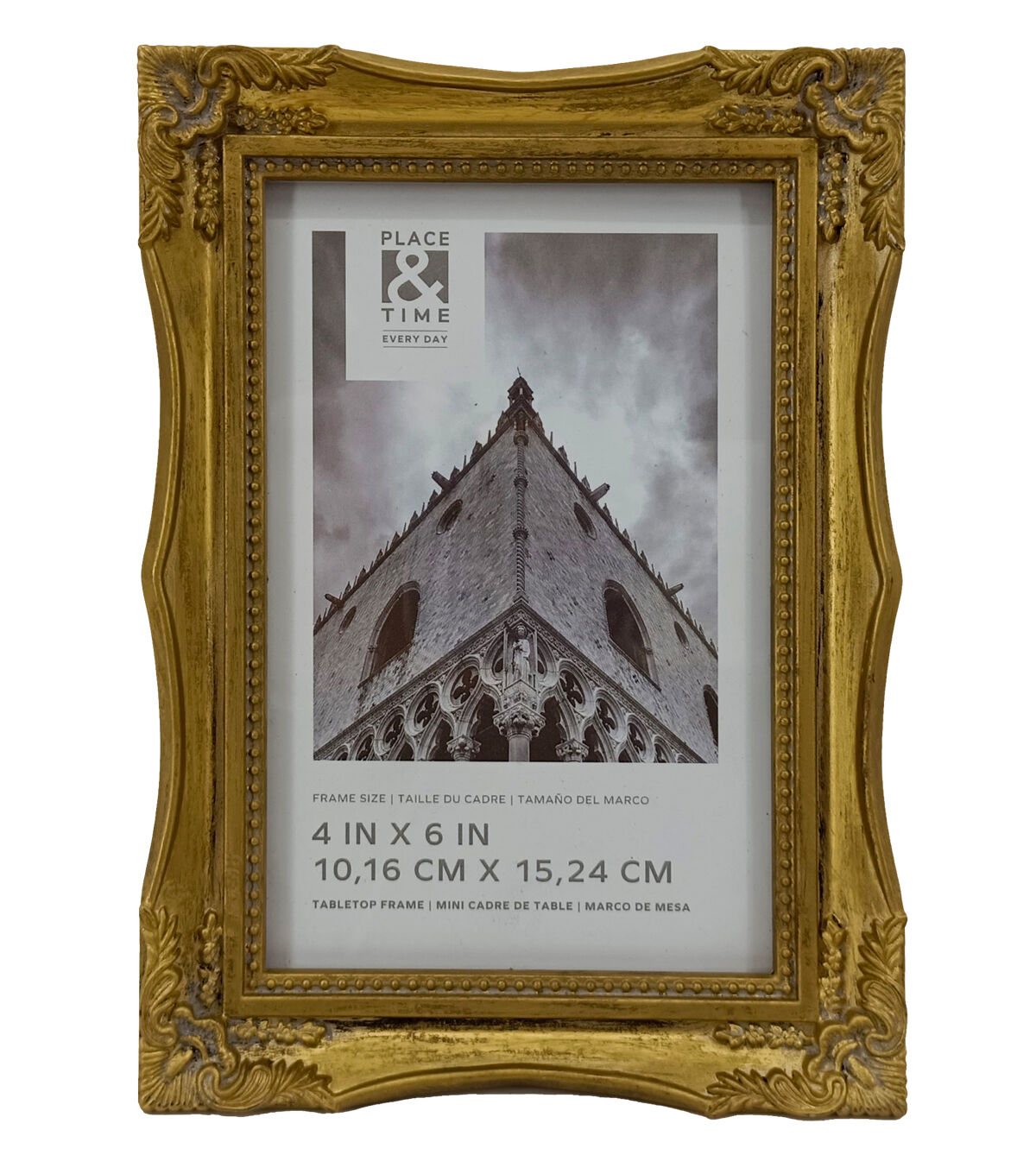 4 x 6 Antique Gold Ornate Corners Tabletop Frame by Place & Time