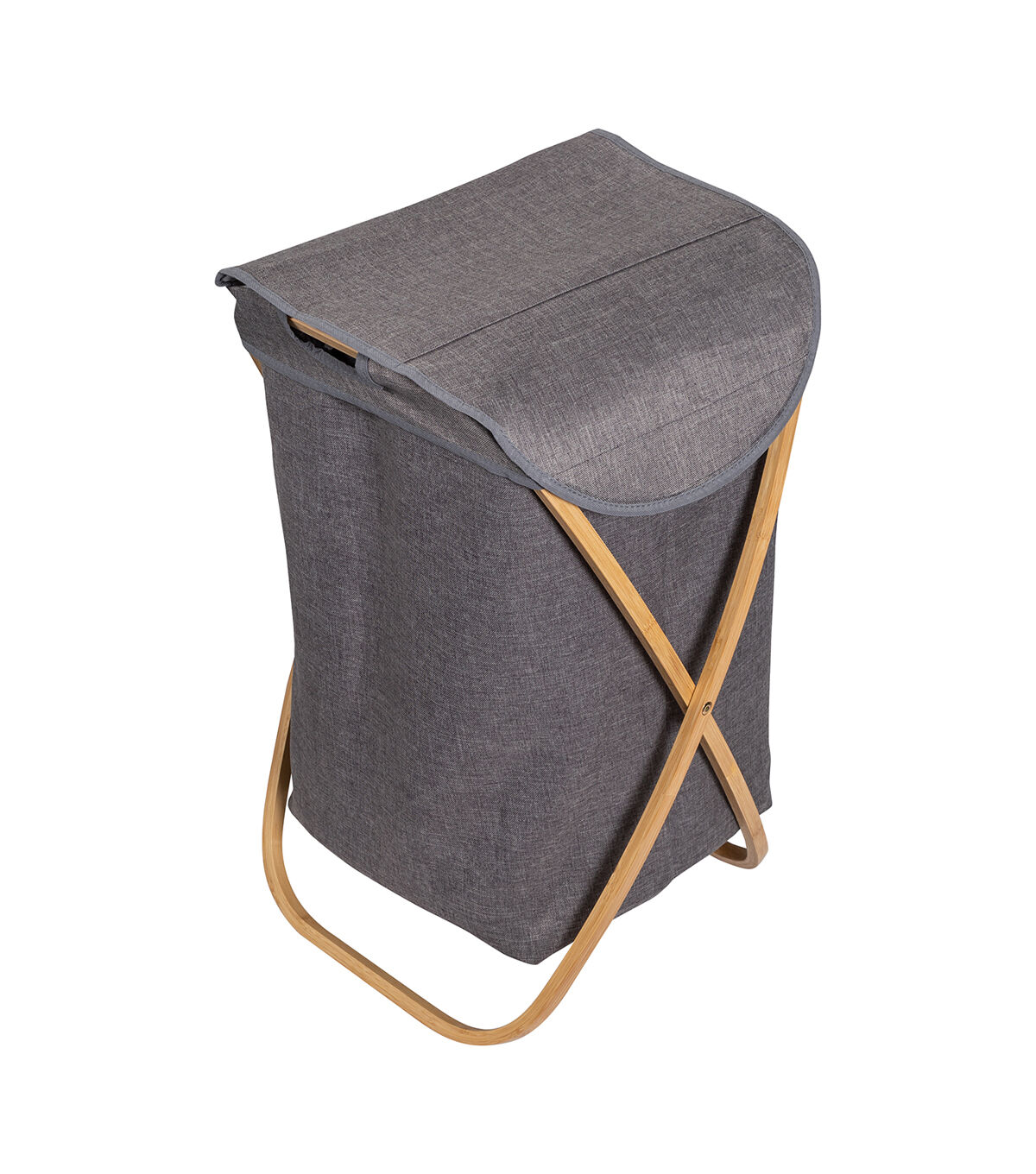 Honey Can Do 16 x 27.5 Gray & Natural Bamboo Folding Hamper With Lid