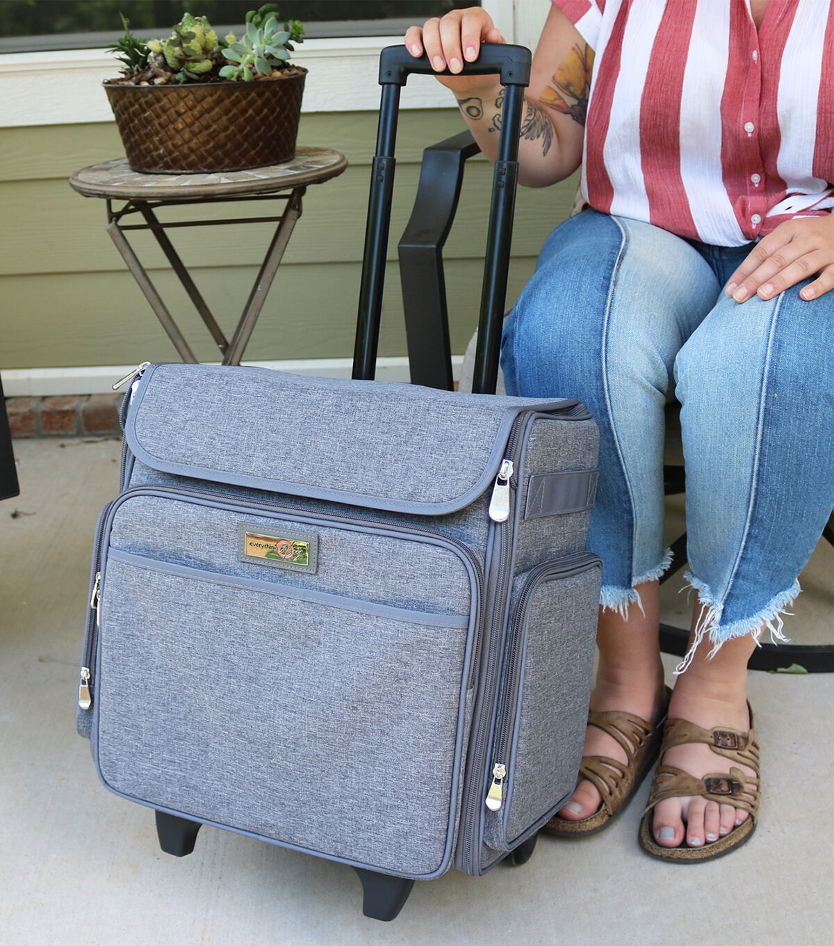 Everything Mary 15.5 Heather Gray Collapsible Rolling Craft Bag