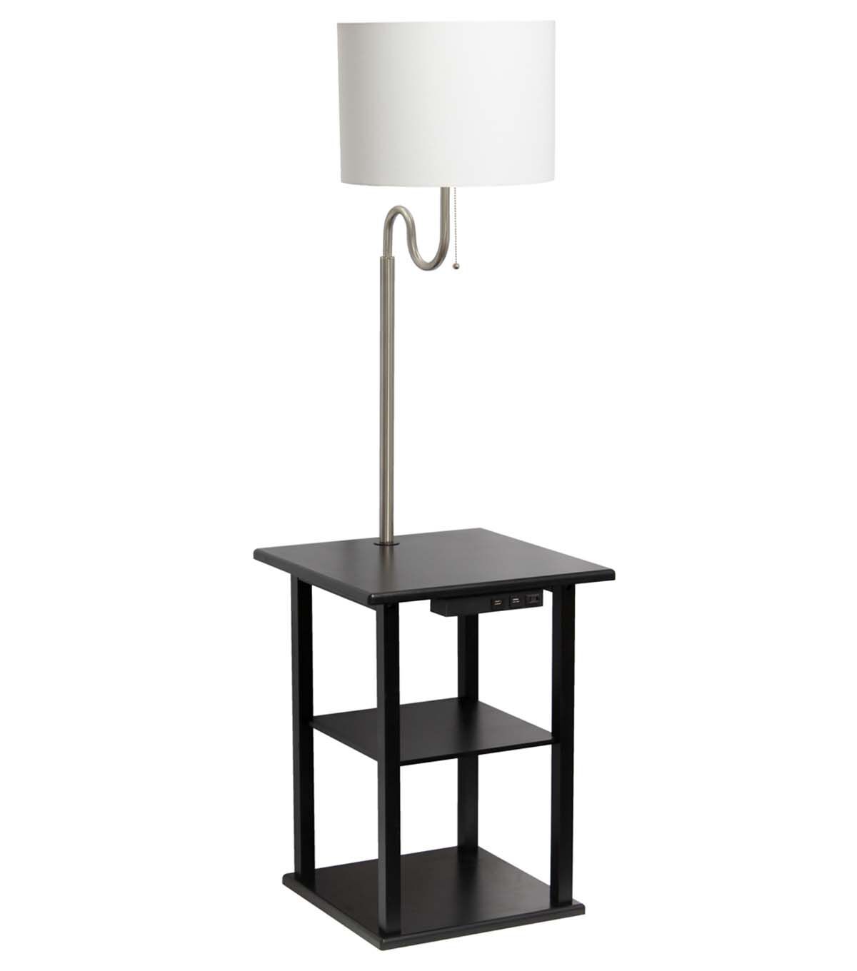 All The Rages 57 Modern 2 Tier Floor Lamp With USB Ports & Fabric Shade