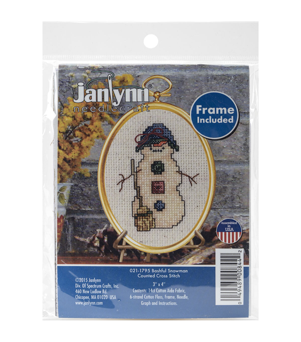 Janlynn 3 x 4 Bashful Snowman Counted Cross Stitch Kit