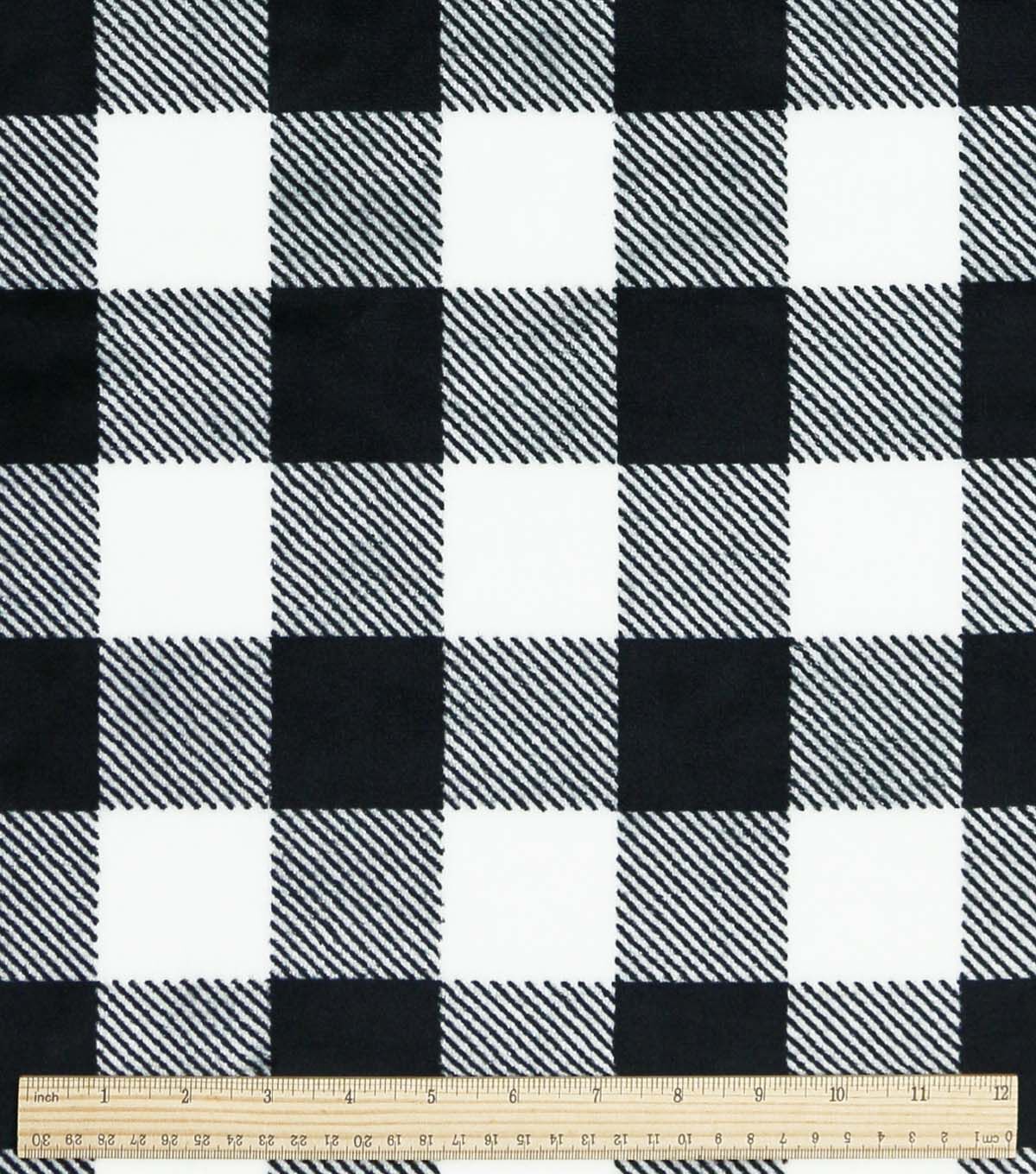 Black & White Buffalo Plaid Sew Lush Fleece Fabric