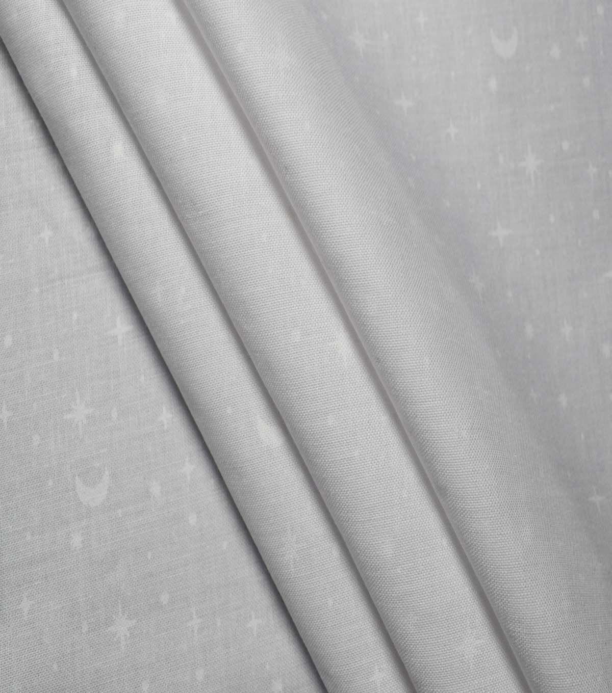 Stars & Moons on White Cotton Fabric by Quilter's Showcase