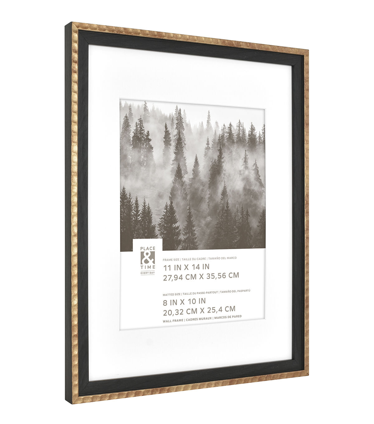 11 x 14 Matted to 8 x 10 Black & Brass Wall Frame by Place & Time