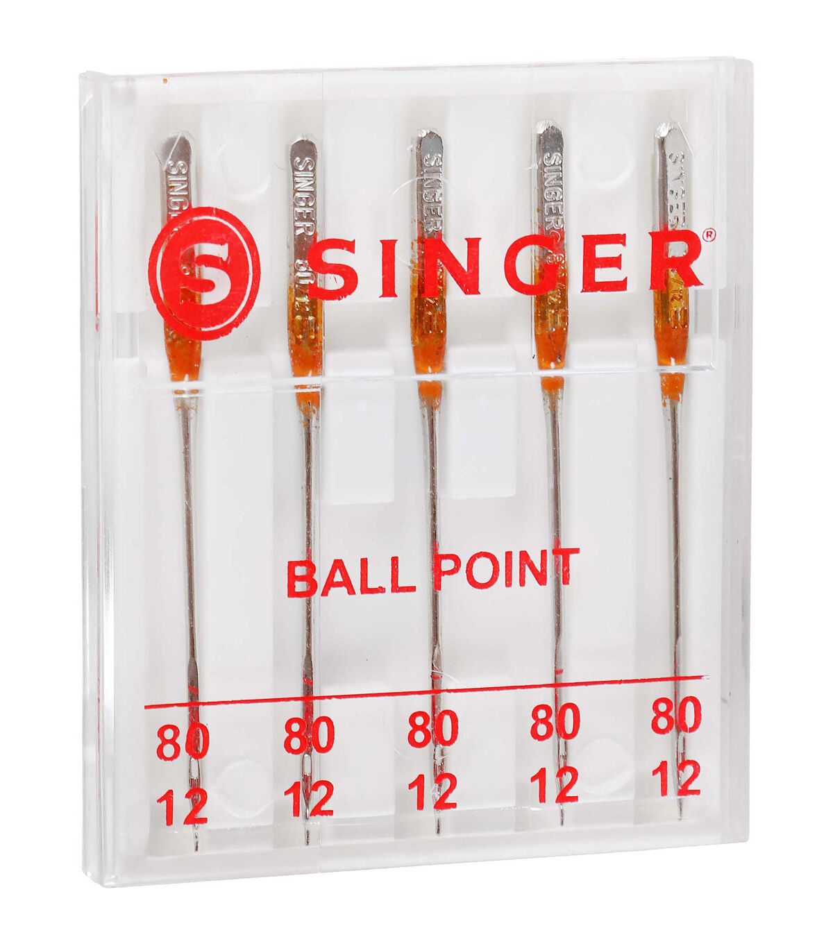 SINGER 80/12 Ball Point Sewing Machine Needles 5pk