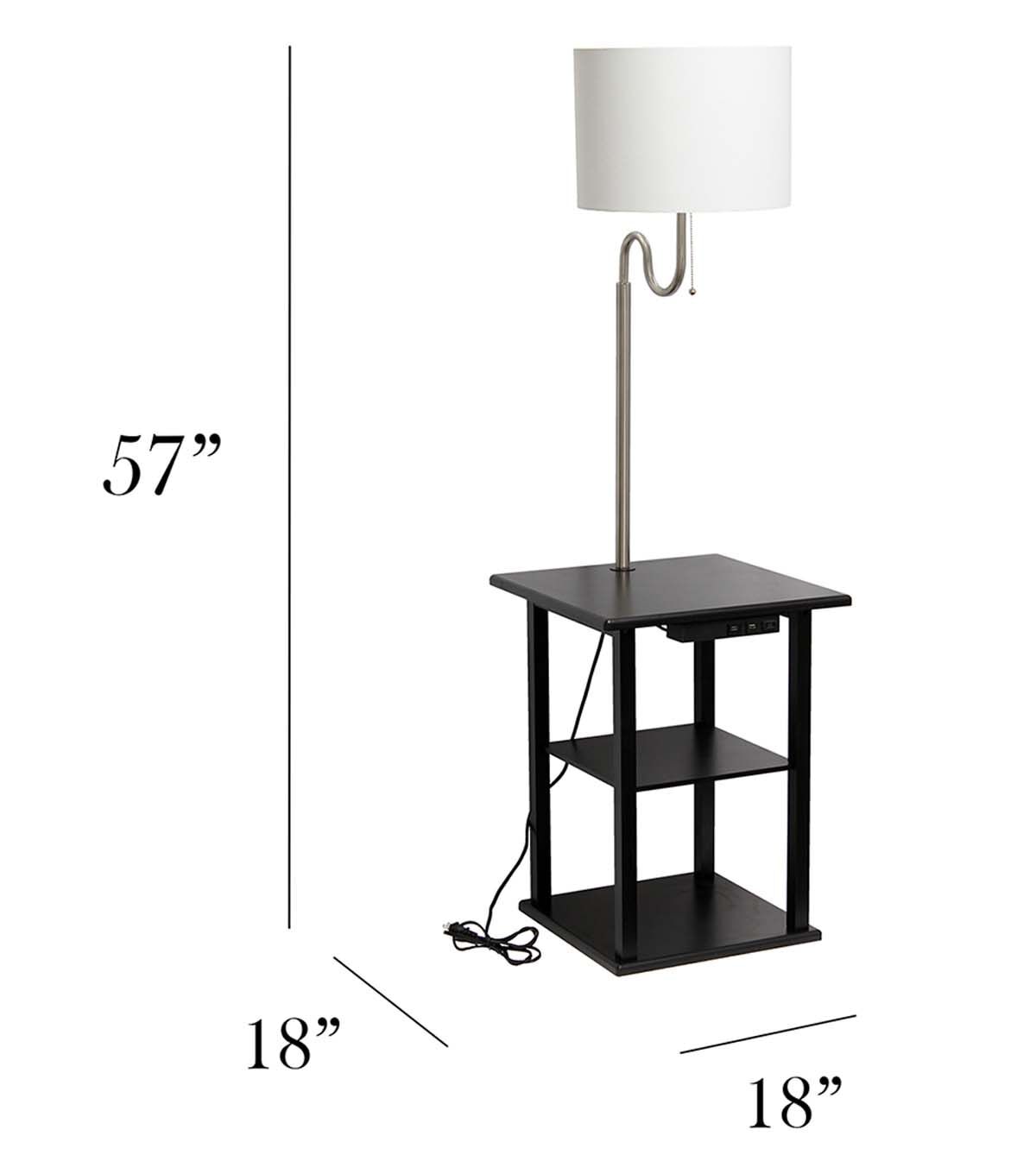All The Rages 57 Modern 2 Tier Floor Lamp With USB Ports & Fabric Shade